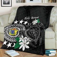 Cook Islands Independence Day Blanket Kuki Airani Tiare Maori Polynesian Pattern - Black LT14 - Polynesian Pride