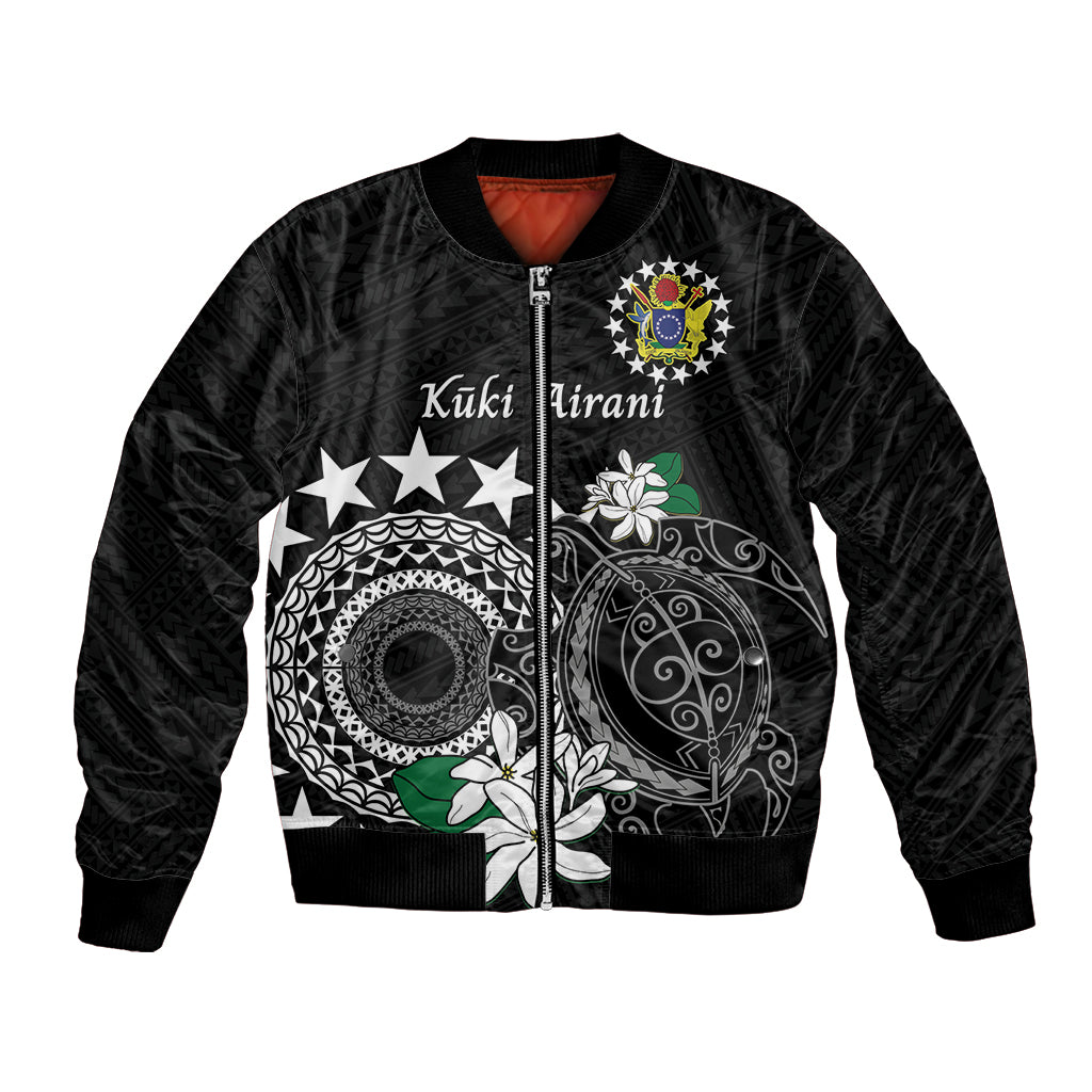 Cook Islands Independence Day Bomber Jacket Kuki Airani Tiare Maori Polynesian Pattern - Black LT14 Unisex Black - Polynesian Pride