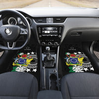 Cook Islands Independence Day Car Mats Kuki Airani Tiare Maori Polynesian Pattern - Black LT14 Set 2pcs - Front Black - Polynesian Pride