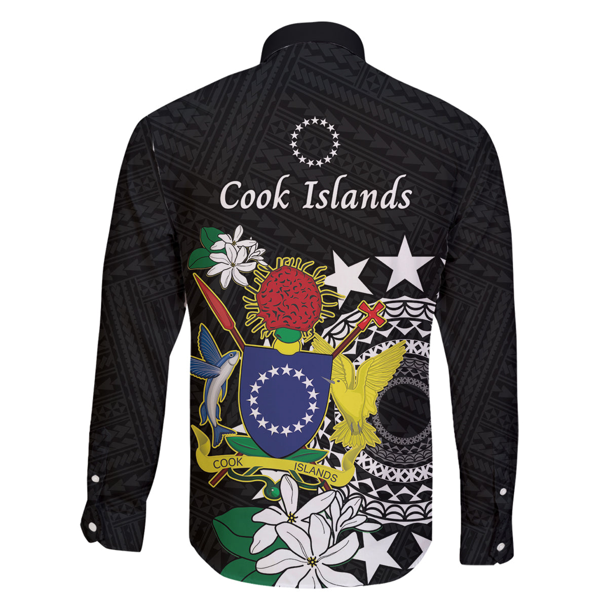 Cook Islands Independence Day Family Matching Mermaid Dress and Hawaiian Shirt Kuki Airani Tiare Maori Polynesian Pattern - Black