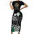 Cook Islands Independence Day Family Matching Short Sleeve Bodycon Dress and Hawaiian Shirt Kuki Airani Tiare Maori Polynesian Pattern - Black