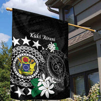 Cook Islands Independence Day Garden Flag Kuki Airani Tiare Maori Polynesian Pattern - Black LT14 - Polynesian Pride
