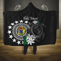 Cook Islands Independence Day Hooded Blanket Kuki Airani Tiare Maori Polynesian Pattern - Black LT14 One Size Black - Polynesian Pride