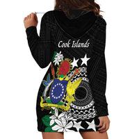 Cook Islands Independence Day Hoodie Dress Kuki Airani Tiare Maori Polynesian Pattern - Black LT14 - Polynesian Pride