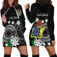 Cook Islands Independence Day Hoodie Dress Kuki Airani Tiare Maori Polynesian Pattern - Black LT14 - Polynesian Pride