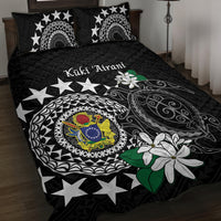 Cook Islands Independence Day Quilt Bed Set Kuki Airani Tiare Maori Polynesian Pattern - Black LT14 Black - Polynesian Pride
