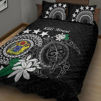 Cook Islands Independence Day Quilt Bed Set Kuki Airani Tiare Maori Polynesian Pattern - Black LT14 - Polynesian Pride