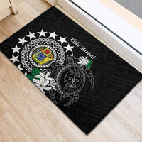 Cook Islands Independence Day Rubber Doormat Kuki Airani Tiare Maori Polynesian Pattern - Black LT14 - Polynesian Pride