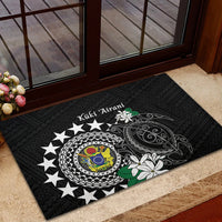 Cook Islands Independence Day Rubber Doormat Kuki Airani Tiare Maori Polynesian Pattern - Black LT14 - Polynesian Pride