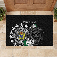 Cook Islands Independence Day Rubber Doormat Kuki Airani Tiare Maori Polynesian Pattern - Black LT14 - Polynesian Pride