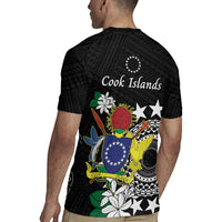 Cook Islands Independence Day Rugby Jersey Kuki Airani Tiare Maori Polynesian Pattern - Black LT14 - Polynesian Pride