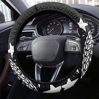 Cook Islands Independence Day Steering Wheel Cover Kuki Airani Tiare Maori Polynesian Pattern - Black LT14 - Polynesian Pride