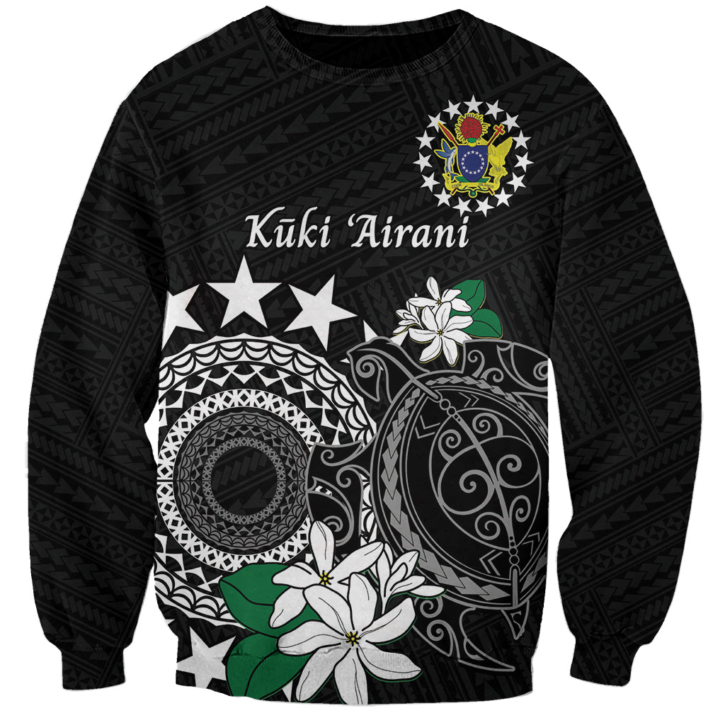 Cook Islands Independence Day Sweatshirt Kuki Airani Tiare Maori Polynesian Pattern - Black LT14 Unisex Black - Polynesian Pride
