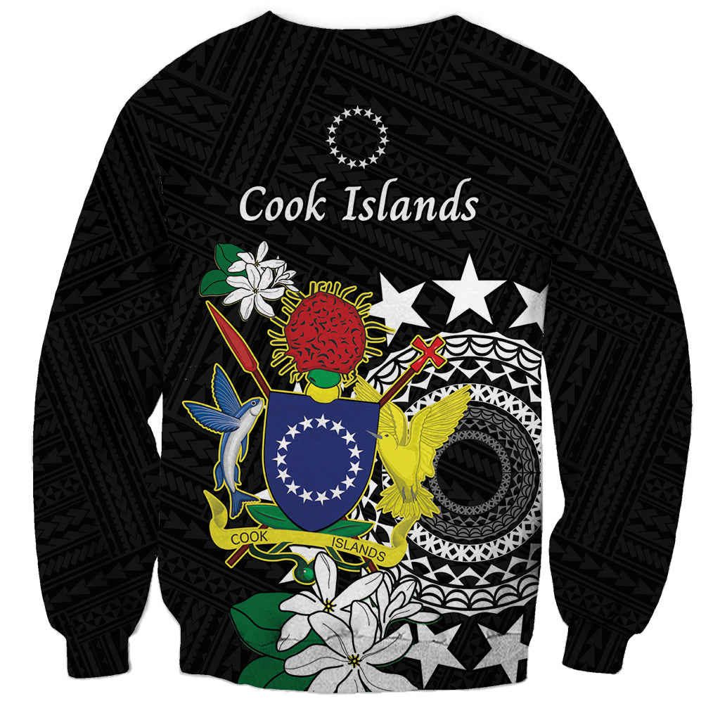 Cook Islands Independence Day Sweatshirt Kuki Airani Tiare Maori Polynesian Pattern - Black LT14 - Polynesian Pride