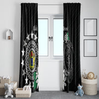 Cook Islands Independence Day Window Curtain Kuki Airani Tiare Maori Polynesian Pattern - Black LT14 - Polynesian Pride