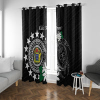 Cook Islands Independence Day Window Curtain Kuki Airani Tiare Maori Polynesian Pattern - Black LT14 With Grommets Black - Polynesian Pride