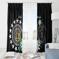Cook Islands Independence Day Window Curtain Kuki Airani Tiare Maori Polynesian Pattern - Black LT14 - Polynesian Pride