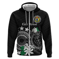 Cook Islands Independence Day Zip Hoodie Kuki Airani Tiare Maori Polynesian Pattern - Black
