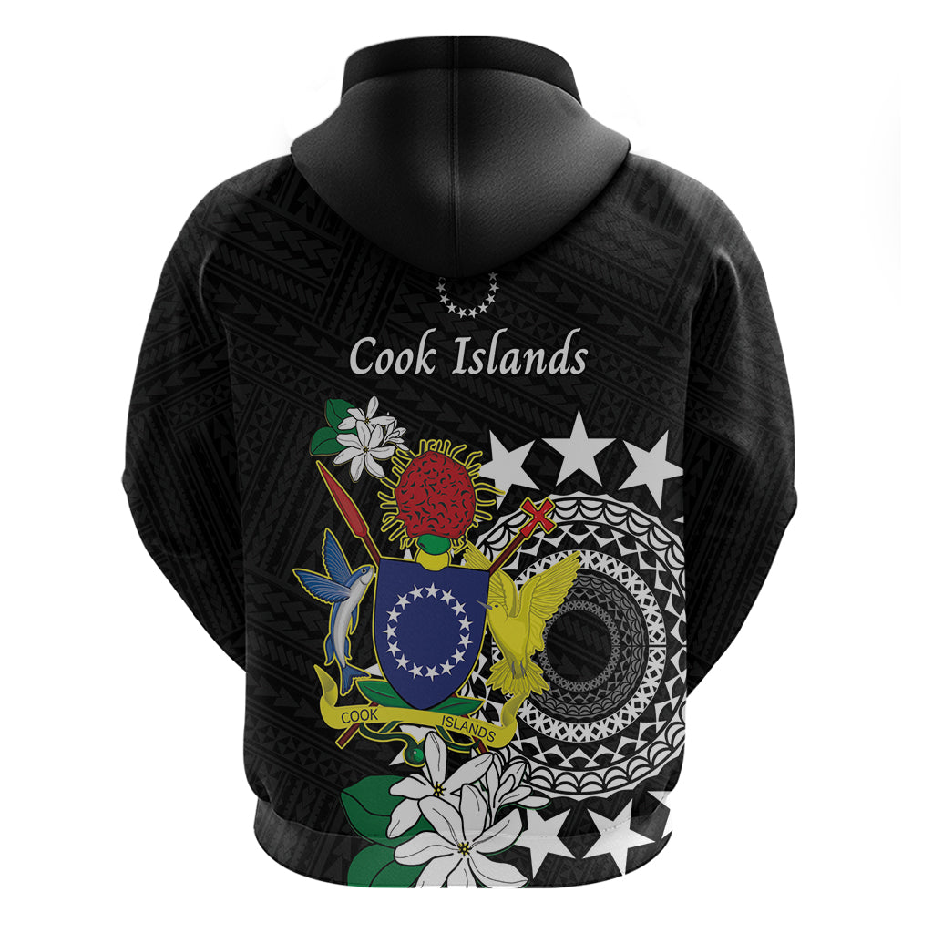 Cook Islands Independence Day Zip Hoodie Kuki Airani Tiare Maori Polynesian Pattern - Black