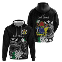 Cook Islands Independence Day Zip Hoodie Kuki Airani Tiare Maori Polynesian Pattern - Black