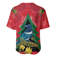 New Zealand Christmas In July Baseball Jersey Kowhai Tui Bird With Pohutukawa - Red