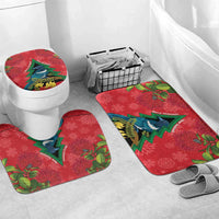 New Zealand Christmas In July Bathroom Set Kowhai Tui Bird With Pohutukawa - Red - Polynesian Pride