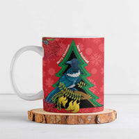 New Zealand Christmas In July Ceramic Mug Kowhai Tui Bird With Pohutukawa - Red - Polynesian Pride