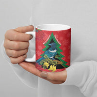 New Zealand Christmas In July Ceramic Mug Kowhai Tui Bird With Pohutukawa - Red - Polynesian Pride