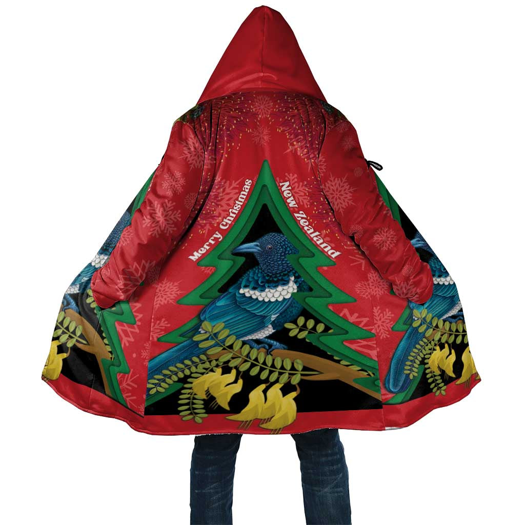 New Zealand Christmas In July Cloak Kowhai Tui Bird With Pohutukawa - Red - Polynesian Pride
