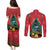 New Zealand Christmas In July Couples Matching Puletasi and Long Sleeve Button Shirt Kowhai Tui Bird With Pohutukawa - Red