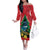 New Zealand Christmas In July Family Matching Off The Shoulder Long Sleeve Dress and Hawaiian Shirt Kowhai Tui Bird With Pohutukawa - Red