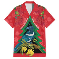 New Zealand Christmas In July Family Matching Tank Maxi Dress and Hawaiian Shirt Kowhai Tui Bird With Pohutukawa - Red