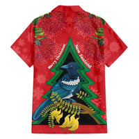 New Zealand Christmas In July Family Matching Tank Maxi Dress and Hawaiian Shirt Kowhai Tui Bird With Pohutukawa - Red