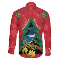 New Zealand Christmas In July Family Matching Tank Maxi Dress and Hawaiian Shirt Kowhai Tui Bird With Pohutukawa - Red