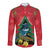 New Zealand Christmas In July Long Sleeve Button Shirt Kowhai Tui Bird With Pohutukawa - Red