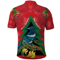 New Zealand Christmas In July Polo Shirt Kowhai Tui Bird With Pohutukawa - Red