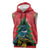 New Zealand Christmas In July Sleeveless Hoodie Kowhai Tui Bird With Pohutukawa - Red - Polynesian Pride