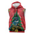 New Zealand Christmas In July Sleeveless Zip Hoodie Kowhai Tui Bird With Pohutukawa - Red - Polynesian Pride