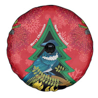 New Zealand Christmas In July Spare Tire Cover Kowhai Tui Bird With Pohutukawa - Red