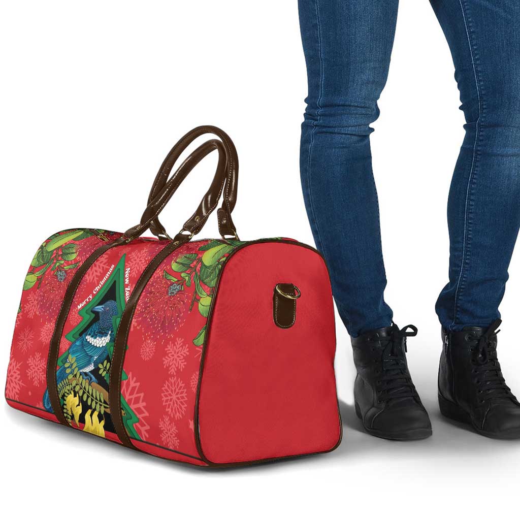New Zealand Christmas In July Travel Bag Kowhai Tui Bird With Pohutukawa - Red - Polynesian Pride