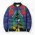 New Zealand Christmas In July Bomber Puffer Jacket Kowhai Tui Bird With Pohutukawa - Blue - Polynesian Pride