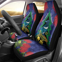 New Zealand Christmas In July Car Seat Cover Kowhai Tui Bird With Pohutukawa - Blue