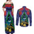New Zealand Christmas In July Couples Matching Off Shoulder Maxi Dress and Long Sleeve Button Shirt Kowhai Tui Bird With Pohutukawa - Blue