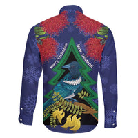 New Zealand Christmas In July Family Matching Tank Maxi Dress and Hawaiian Shirt Kowhai Tui Bird With Pohutukawa - Blue