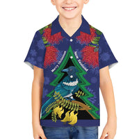 New Zealand Christmas In July Hawaiian Shirt Kowhai Tui Bird With Pohutukawa - Blue