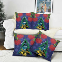 New Zealand Christmas In July Pillow Cover Kowhai Tui Bird With Pohutukawa - Blue - Polynesian Pride