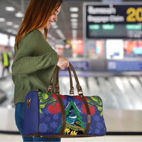 New Zealand Christmas In July Travel Bag Kowhai Tui Bird With Pohutukawa - Blue - Polynesian Pride