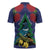 New Zealand Christmas In July Zipper Polo Shirt Kowhai Tui Bird With Pohutukawa - Blue - Polynesian Pride