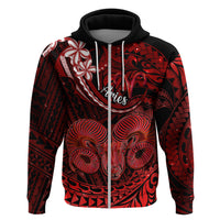Polynesian Pride Aries Zodiac Hoodie Astrological Sign Tribal Plumeria Red Galaxy LT14 - Polynesian Pride