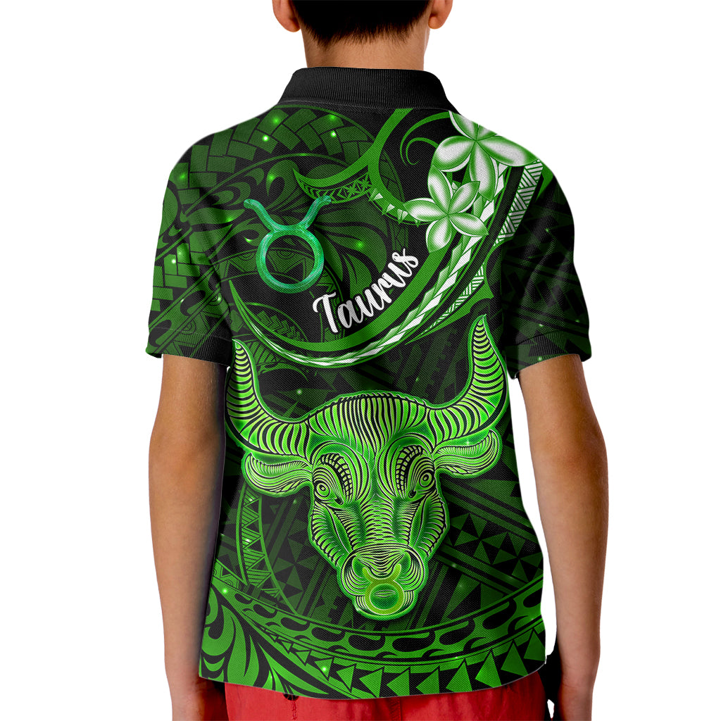 Polynesian Pride Taurus Zodiac Kid Polo Shirt Astrological Sign Tribal Plumeria Green Galaxy LT14 - Polynesian Pride